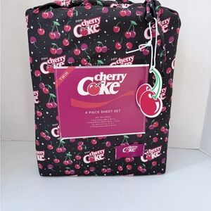 Twin Size Cherry Coke 4-Piece Sheet Set
